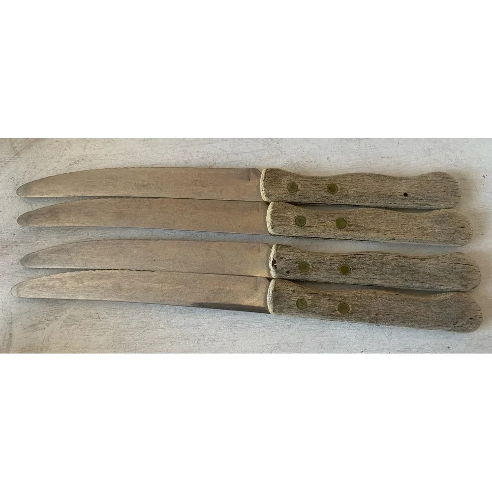 Vintage Ekco Vanadium Steak Knives Set of 4 Serrated Stainless Steel Made in USA